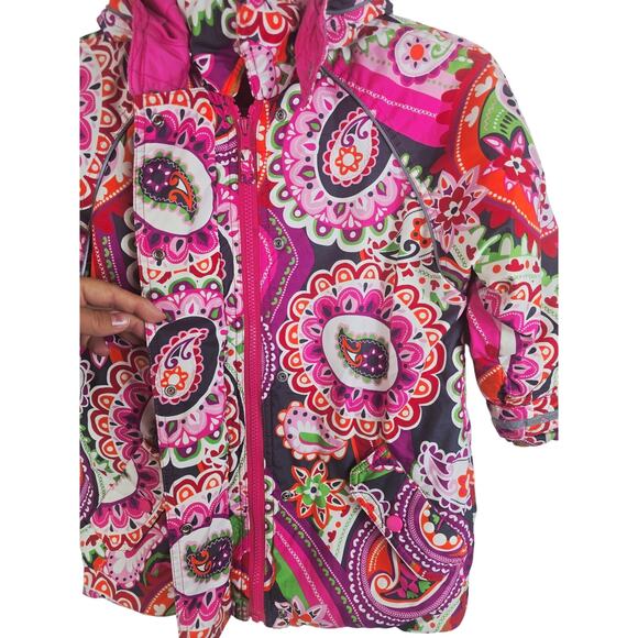 Hanna Anderson Beautiful Floral Pasley Multi Color GIRLS Winter Jacket Size 5 - Picture 3 of 8